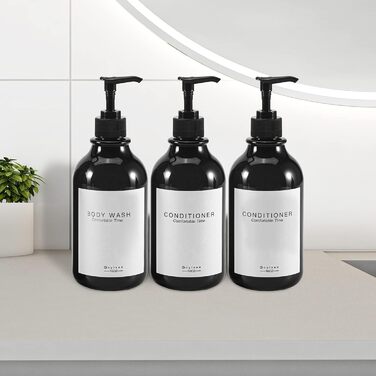 Дозатор для шампуню та кондиціонера на душову стіну, диспенсер для мила 3-камерний без свердління, багаторазовий для шампуню, лосьйону, олії, гелю для душу, рідкого мила та мила для посуду (3 пляшки, чорний)