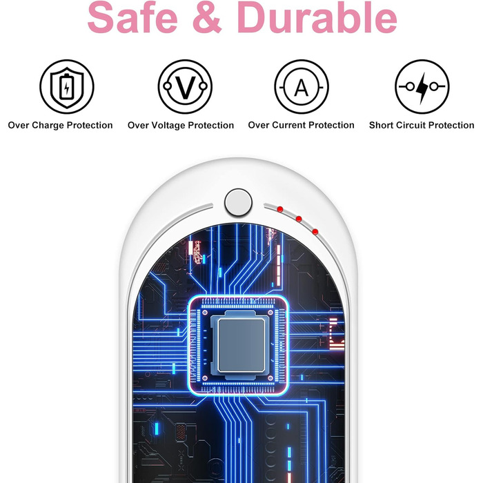 Електричний грілка для рук USB, повербанк 5200mAh, портативний, багаторазовий, для жінок та чоловіків, чорний та білий (рожевий та білий)