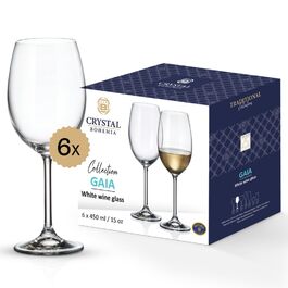 Кришталеві келихи Crystal Bohemia для білого вина, 6 шт., об'єм 350 мл, стійкі до миття в посудомийній машині, довговічні та стійкі до подряпин - елегантні келихи з кришталевого скла, ідеальні як подарунок для поціновувачів вина