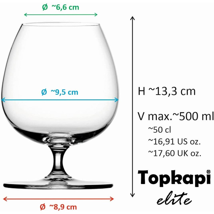 Набір келихів для коньяку Topkapi Elite 66123 Maxime Clement XL (2 шт.), 500 мл, склокристал, без свинцю, для посудомийної машини