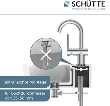 Змішувач для ванної SCHÜTTE 79710 LONDON з висувною лійкою, для миття волосся, однорідний, з комплектом зливу, хром