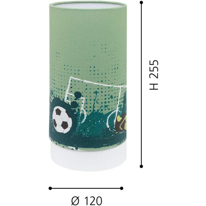 Стельова лампа EGLO Tabara, дитяча футбольна лампа, настінна лампа для дітей, стельова лампа з дерева зеленого, білого, чорного кольорів, з сатинованого скла, E27 (настільна лампа)