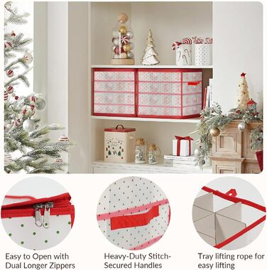 Ящик для зберігання новорічних кулі: органайзер для 64 куль, 4 яруси, 34x34x34 см