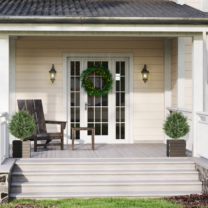 Набір з 2 штучних кіпарисів, стійких до УФ-випромінювання, з 387 листками та фіксатором у вигляді штиря, Ø40 x 60H см, зелені