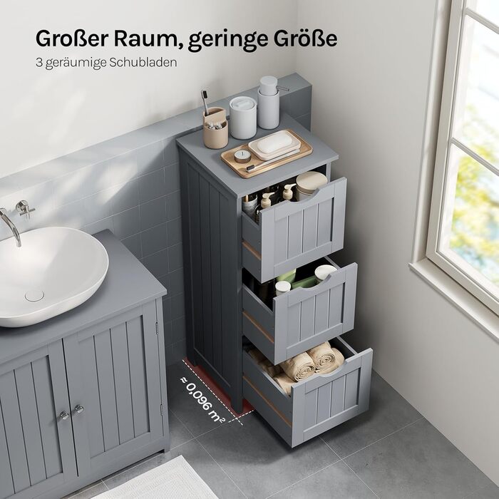 Шафка для ванної кімнати WOLTU, вузька, з 3 висувними ящиками, 32 x 30 x 81 см, для ванної, вітальні, спальні, кухні, сучасний дизайн, білий колір, BZS123ws