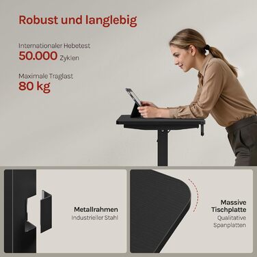 Електричний підйомний стіл WOLTU з функцією пам'яті та захистом від зіткнень, комп'ютерний стіл для дому та офісу, чорний, 100 x 48 см