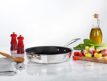 Сковорода LE CREUSET з нержавіючої сталі 3-шарова, 28 см, з антипригарним покриттям