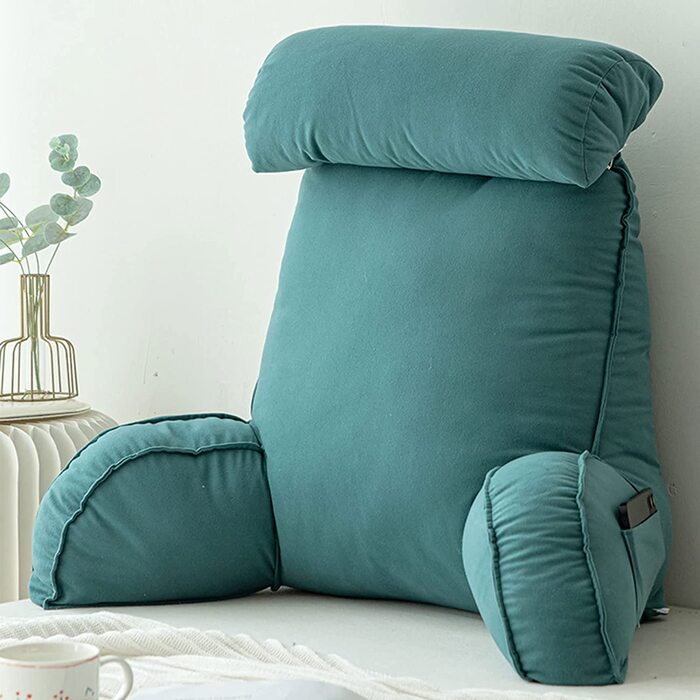 Підголовник для читання з підлокітниками, подушка для спини, трикутна подушка для ліжка, дивана, софи - для читання, роботи, ігор