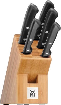 Набір ножів WMF Classic Line з бруском для ножів, 6 предметів, бамбуковий брусок, спеціальна сталь для лез