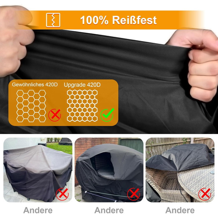 Чохол для сауни/лаунж-меблів Kipiea L-подібної форми, водонепроникний, 420D, захист від вітру, 250x250x85x78 см