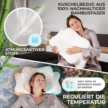 Ортопедична подушка OrthoKomfort® Memory Foam для сну на боці та спині | З піною Memory Foam | Сертифікована Oeko-TEX | Знімний чохол | Для здорового сну без болю | Біла подушка