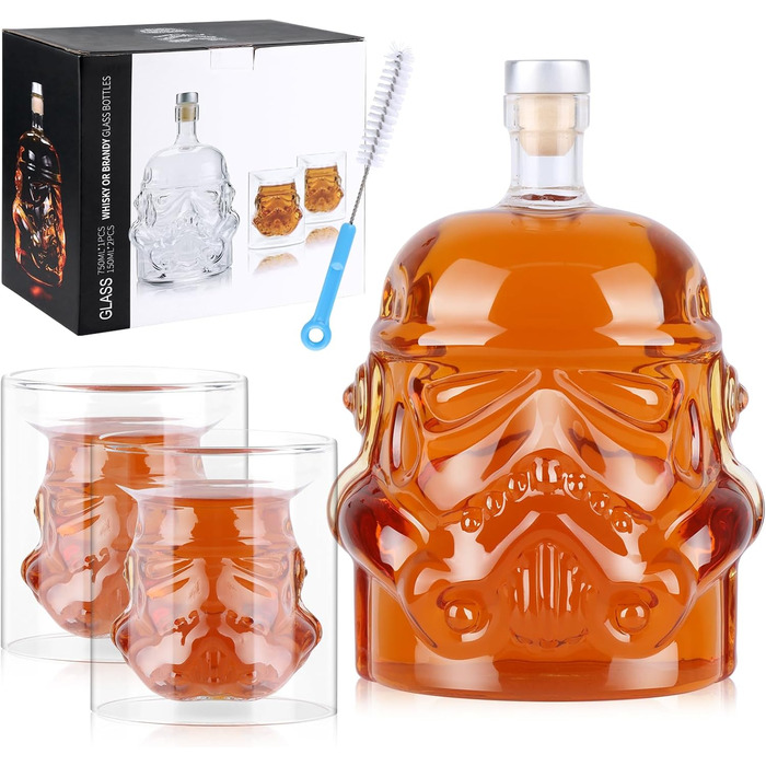 Набір для віскі: декантик, келихи та щітка для чищення. 750 мл