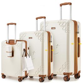 Набір валіз Sea Choice 3 шт. з жорстким корпусом, розширюваний, легкий, з TSA замком, бежевий