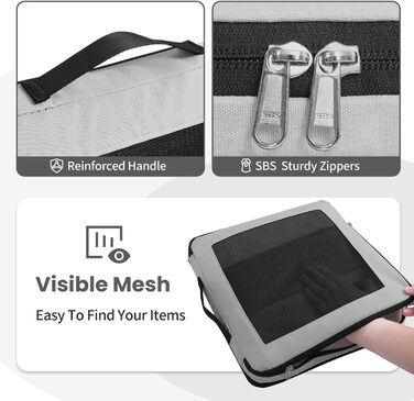 Набір компресійних органайзерів для подорожей з сіткою, розширювані пакувальні куби для одягу в валізу, сірі, 6 предметів