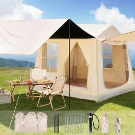 Надувний кемпінговий намет Oxford 420D Glamping для 2-3 осіб з насосом, водонепроникний (3000 мм), всесезонний вітрозахисний намет з москітною сіткою