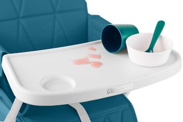 Дитячий стільчик RicoKids Hochstuhl Baby - стільчик для годування з регульованим столиком, 6-36 місяців, м'яке сидіння, міцна конструкція, 60x70x95 см, біло-блакитний