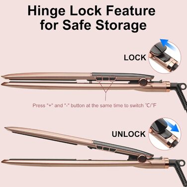 Праска для волосся Glätteisen керамічна 2в1 випрямляч та щипці для завивки, рожеве золото, 150-230°C, для всіх типів волосся, з рукавичкою