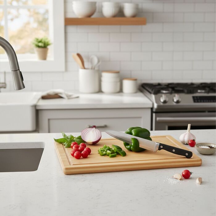 Дерев'яна обробна дошка Relaxdays з бамбука з жолобом для соку