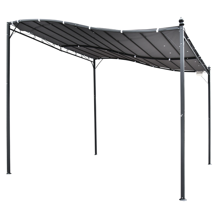 Намет з навісом для садової альтанки з навісом Outsunny Pergola Metal Grey 297x297см для саду, патіо, балкона