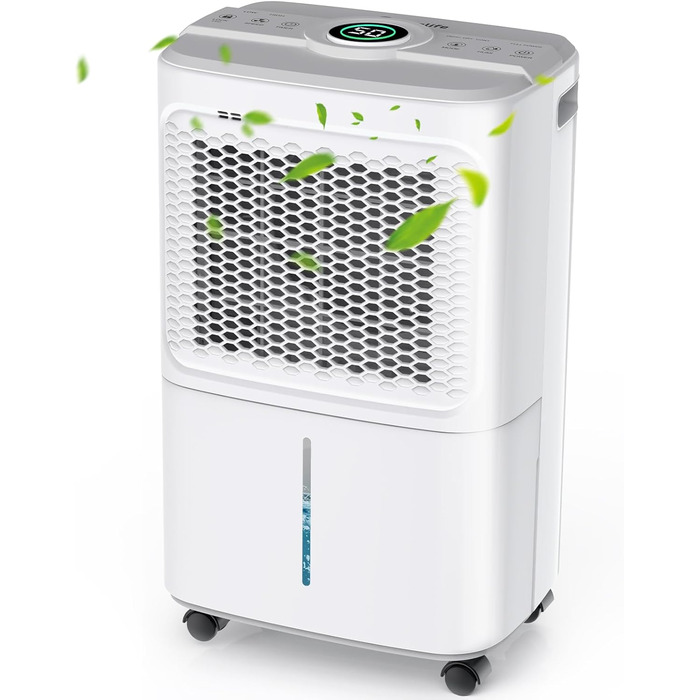 Електричний осушувач повітря Crecolife 12L/24h, 190W, для приміщень 20м², з цифровим дисплеєм та сенсорною панеллю управління, 3 режими осушення, 2 варіанти зливу, таймер 24h