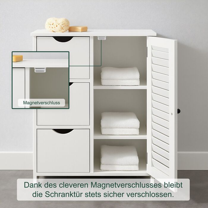 Шафка для ванної кімнати Relaxdays з 3 висувними ящиками