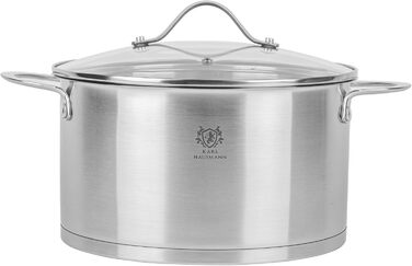 Нержавіюча каструля Karl Hausmann 3.6L з нержавіючої сталі з кришкою (20 см) - для всіх типів плит, включаючи індукцію
