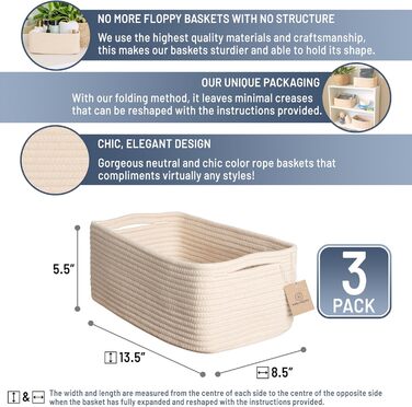 Органайзери для полиць NaturalCozy, прямокутні, 30 x 20,3 x 11,4 см, зелені (3 шт.)