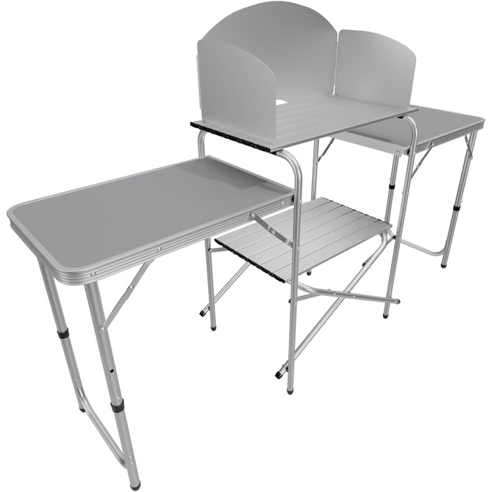 Складана туристична кухня 24MOVE® Campo: шафа для кемпінгу з робочою поверхнею та відсіками для зберігання (175x46x110, чорний)