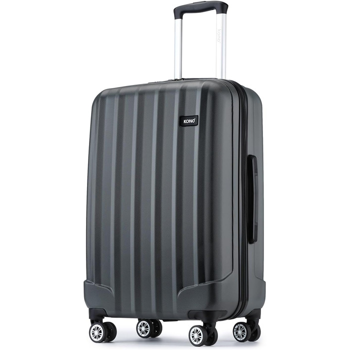 Чемодан-валіза на колесах з ABS-пластику, сірий, L - міцний та легкий, з кодовим замком