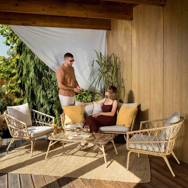 Комплект садових меблів Di Volio Teramo DV-052GF, техноротанг, бежевий, 4 предмети