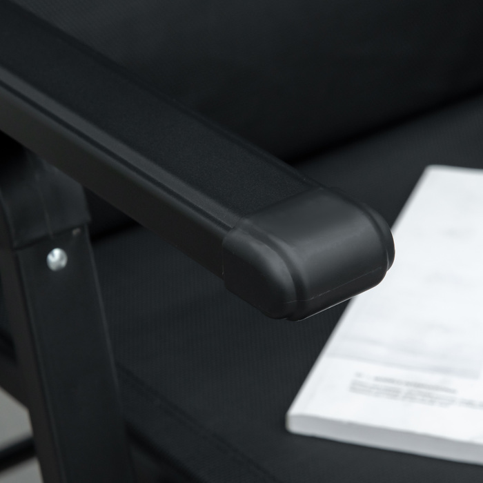 Розкішний шезлонг для відпочинку на відкритому повітрі: складаний лежак з подушкою, що імітує відчуття невагомості. Має 9 положень регулювання спинки, витримує до 150 кг. Ідеально підходить для саду, відпочинку, відпустки, пляжу, басейну. Колір: чорний.