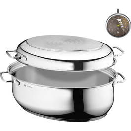 Братер WMF з кришкою, 8,5л, для індукції, Cromargan нержавіюча сталь, з термометром, 41x28,5x18см