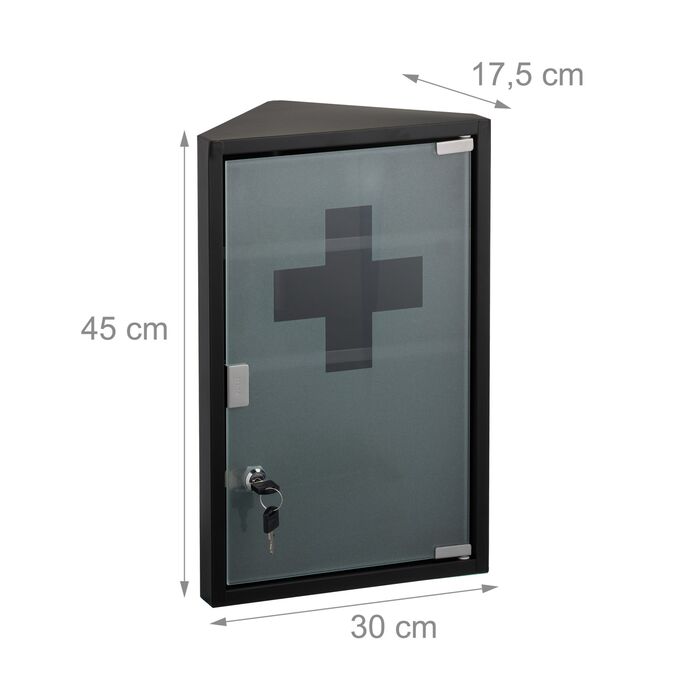 Шафка для медикаментів Relaxdays зі скляними дверцятами