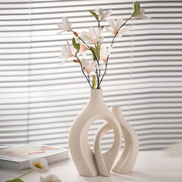 Керамічна ваза SUKIYPO, 2 шт. у наборі, бежева, сучасний дизайн, для дому, офісу, декору інтер'єру