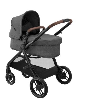 Дитяча коляска 3 в 1 Maxi-Cosi Zelia S Trio, сіра, 0-4 роки, до 22 кг, компактна, складна, з автокріслом CabrioFix i-Size, комплект з аксесуарами та пеленальною сумкою