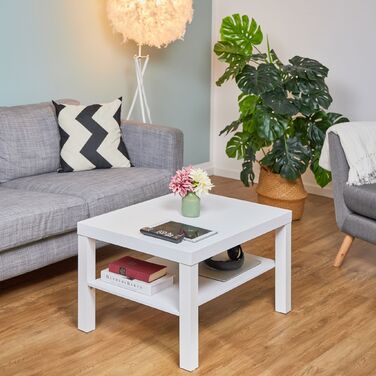 Relaxdays журнальний столик з двома полицями, білий