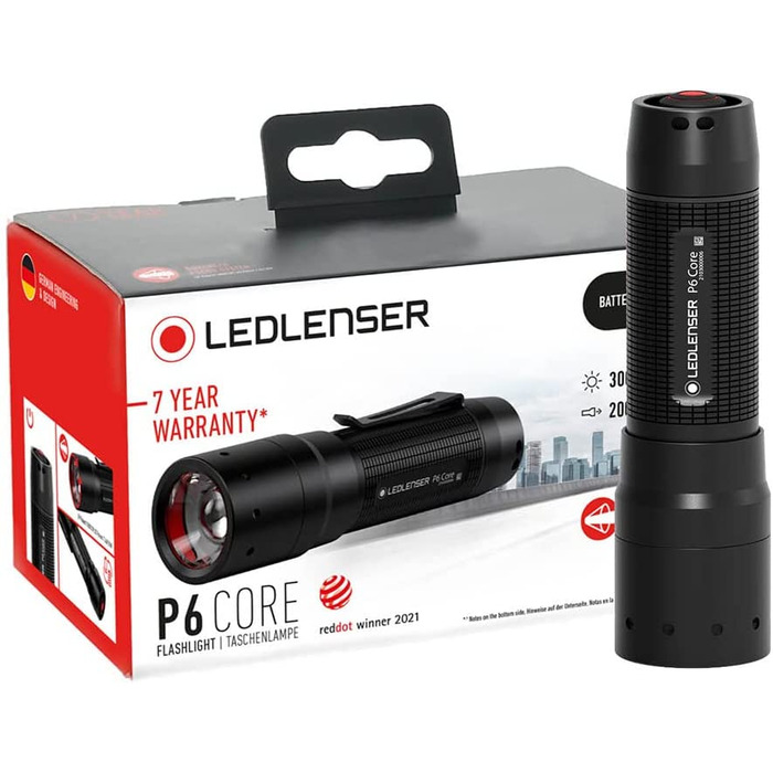 Ліхтарик з сердечником Ledlenser P6, підсвічування за індивідуальним замовленням завдяки вдосконаленій системі фокусування, 90 люмен, 6 годин роботи, надвисока яскравість