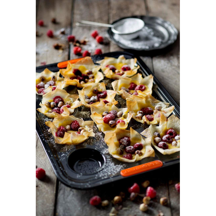 Форма для маффінів LE CREUSET, 12 шт., Ø 7 см, з антипригарним покриттям, для закваски, з вуглецевої сталі, антрацит/помаранчевий