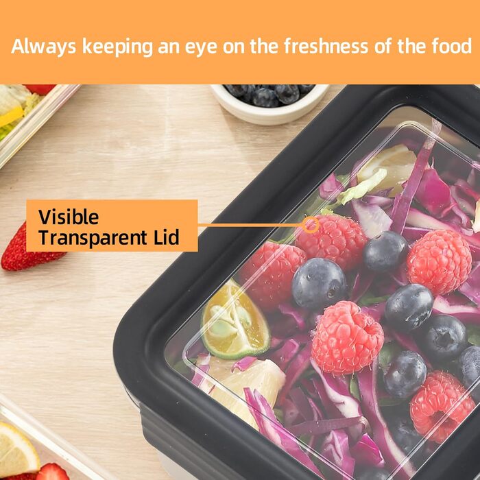 Набори контейнерів для їжі Misichao з нержавіючої сталі, герметичні, для кухні та комори, з можливістю штабелювання, багаторазові, об'єм 450 мл + 1100 мл + 2500 мл