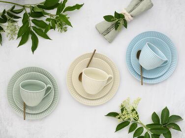 CreaTable Набір кавового сервізу Valencia Pastell, 18 предметів для 6 осіб, порцеляна, Made in Europe (Крем, Блакитний, Зелений)