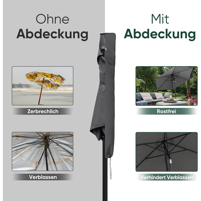 Захисний чохол для парасольки/маркізи Sekey, 260x65 см, сірий (136 x 23,5/27 см)