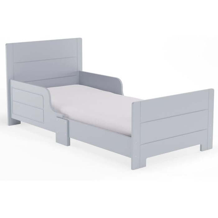 Дерев'яне дитяче ліжко URBNLIVING з бічною захисною перекладиною, сірий колір, для дівчаток та хлопчиків, ідеально для дитячої кімнати