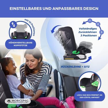 Дитяче крісло, Lionfix MAX, стандарт i-Size, ISOFIX, Клітка для пляшечки, 100-150 см, Двосторонній захист, Регульований підголівник, Європейський бренд, 3 положення регулюється, Можна прати