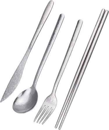 Набір столових приладів iBasingo Camping Titan: ложка, виделка, ніж, палочки для їжі. Металевий посуд для кемпінгу та подорожей. Ti1056T/Ti1056t