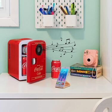 Холодильник Coca-Cola Mini 4L з Bluetooth, для дому, офісу, їжі та напоїв (червоний)