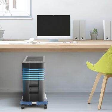 Підставка для ПК Liitrton Mobiler - регульована, з колесами, біла/блакитна