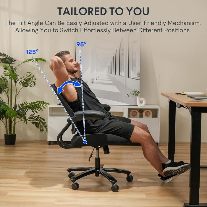 Крісло офісне ергономічне FLEXISPOT BIG MAX, чорне, 227 кг, регульовані підлокітники, для дому/офісу