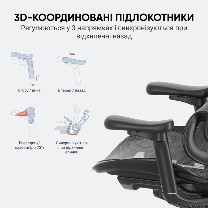 Офісне крісло SIHOO Doro С300 black з 3D-підлокітниками