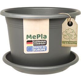 Квітчар/Горщик для рослин Cylindro, ø60 см + підставка ø58 см, антрацит, стійкий до погодних умов, з UV-стійкого пластику. Комплект горщика ø60 + підставка ø58 см, антрацит