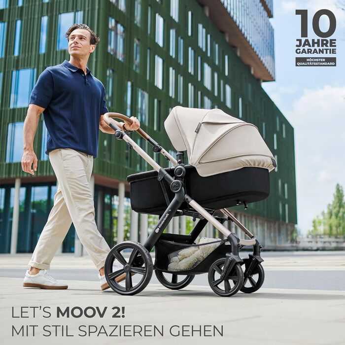 Дитяча коляска Kinderkraft MOOV 2 3 в 1 з автокріслом I-SIZE, чорна, до 22 кг